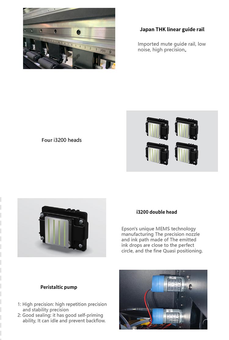 Detail eines dtf-Druckers mit vier Köpfen